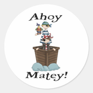Pirates Ahoy Matey Classic Round Sticker