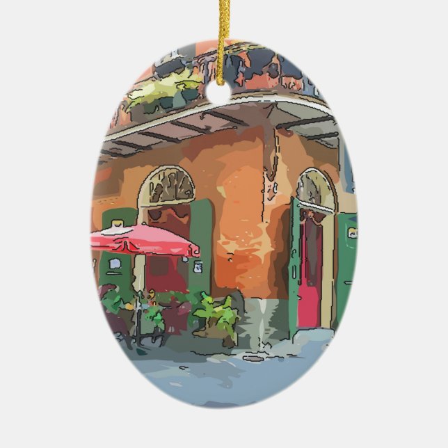 Pirates Alley New Orleans Ceramic Tree Decoration (Front)