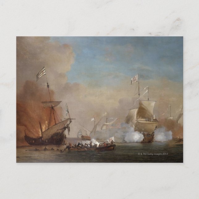 Pirates attack an English naval vessel painting Postcard (Front)