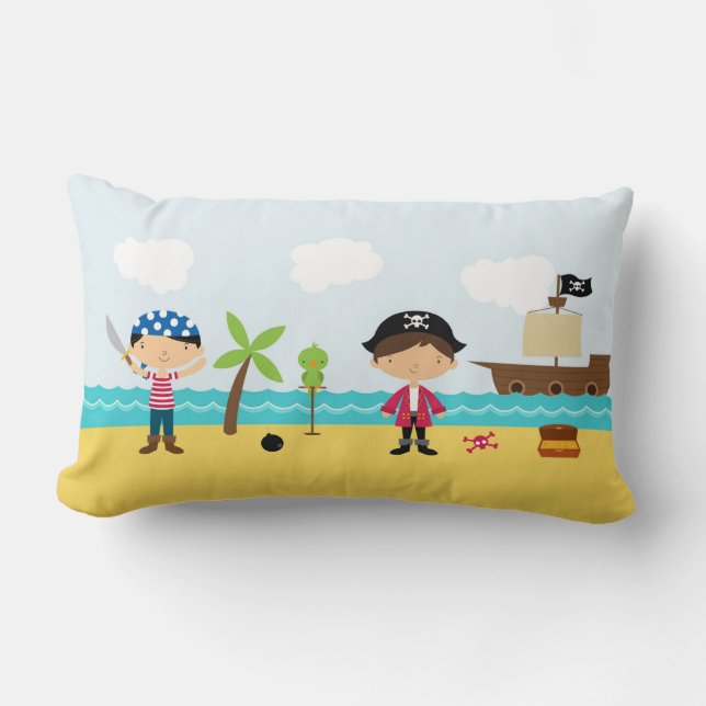 Pirates Cute Boy Throw Pillow (Front)