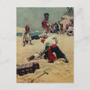 Pirates Fight Over Treasure Postcard