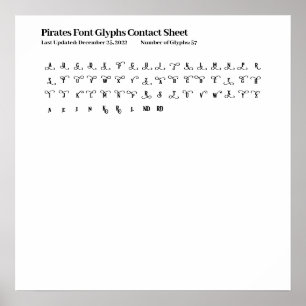 Pirates Font Glyphs Contact Sheet Poster