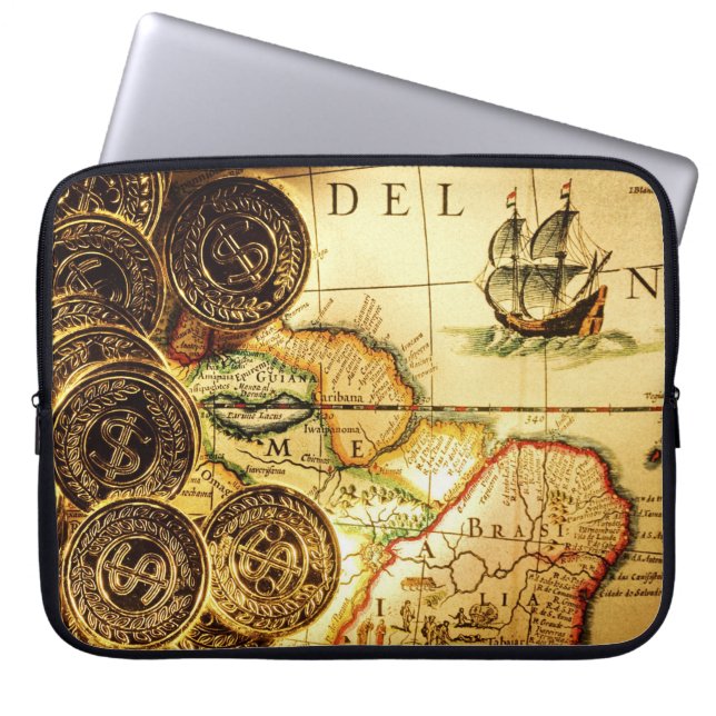 Pirates Gold Treasure Map Laptop Sleeve (Front)
