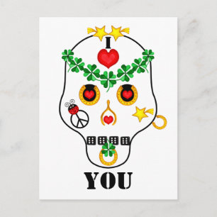 Pirates! I Love...Skull to Personalise Postcard