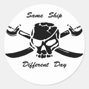 Pirates Jolly Roger Same Ship Different Day Classic Round Sticker