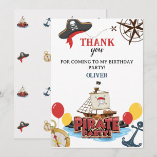 Pirates Nautical Birthday Invitations Thank You