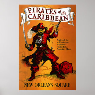 Pirates of the Caribbean 1967 Disneyland Poster