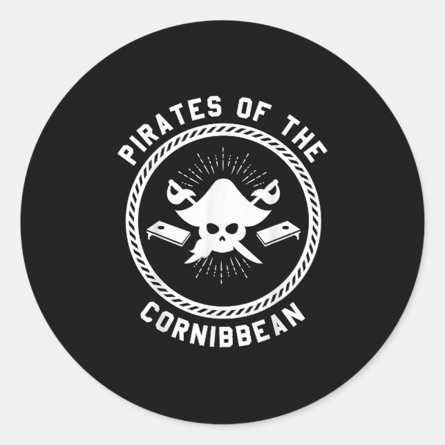 Pirates of the Cornibbean Team Cornhole Classic Round Sticker (Front)