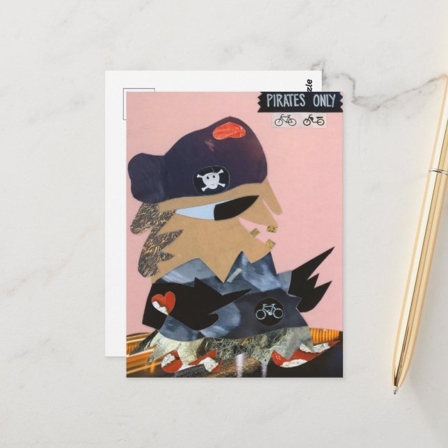 Pirates only keeps the pirate from the bicycle postcard (Front/Back In Situ)