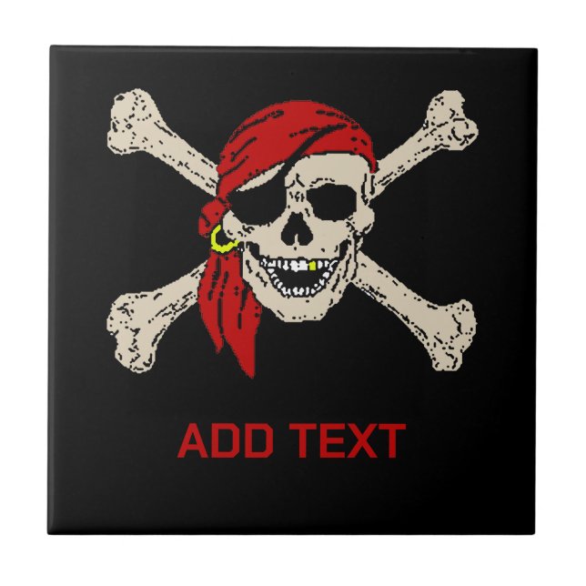 Pirates Skull personalise add text,Tile Tile (Front)
