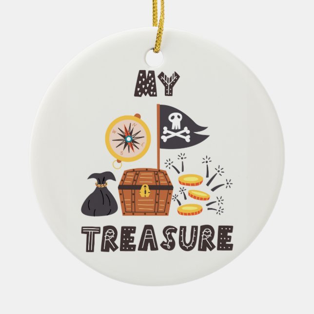 Pirate's Treasure Chest Ceramic Tree Decoration (Front)
