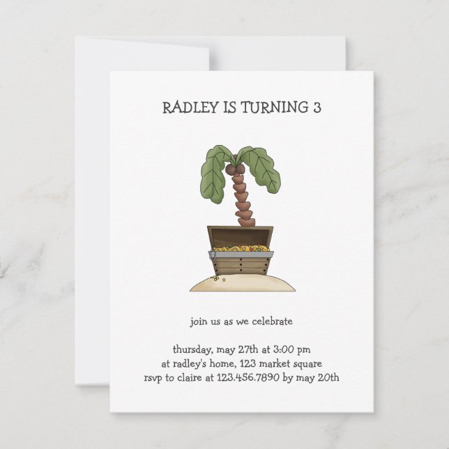 Pirates · Treasure Chest Island Invitation (Front)