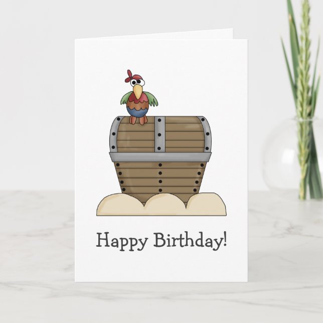 Pirates · Treasure Chest & Parrot Card (Front)