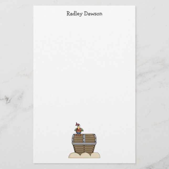 Pirates · Treasure Chest & Parrot Stationery (Front)