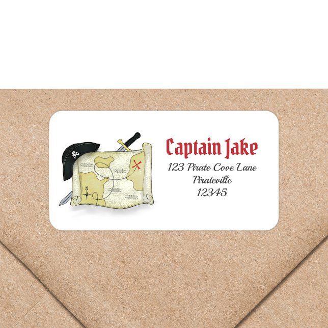 Pirates Treasure Map Cute Boys Party Label (Creator Uploaded)
