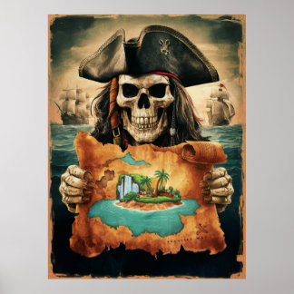 Pirate's Treasure Map Poster