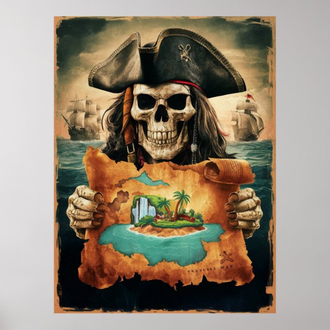 Pirate's Treasure Map Poster (Front)