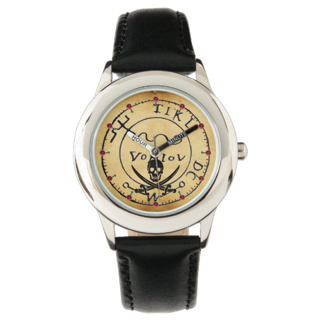 PIRATES TREASURE MAP, SKULL AND SWORDS PARCHMENT WATCH (Front)