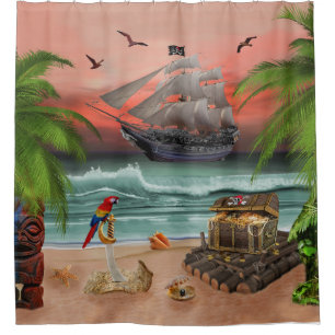 PIRATES TREASURE QUEST SHOWER CURTAIN
