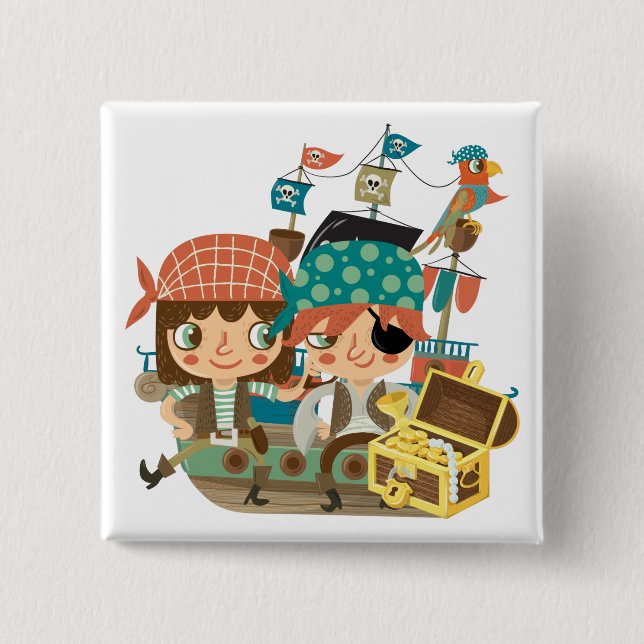Pirates With Treasure 15 Cm Square Badge (Front)