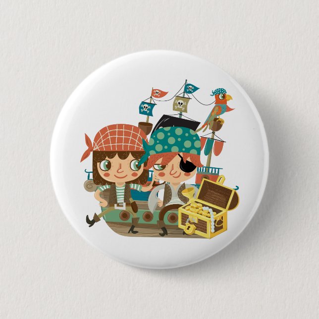 Pirates With Treasure 6 Cm Round Badge (Front)