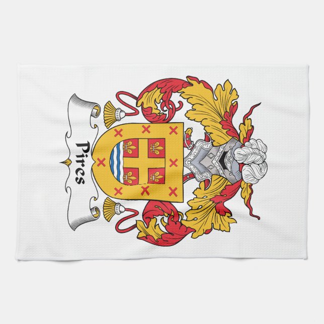 Pires Family Crest Tea Towel (Horizontal)