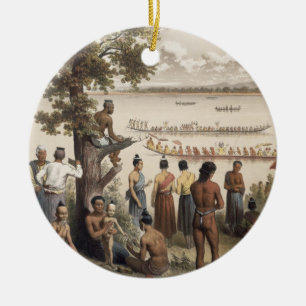 Pirogue races on the Bassac River, detail from 'At Ceramic Tree Decoration