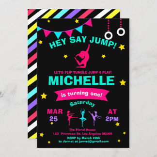 Pirouette Cute Ballerina Gymnastics Girls Birthday Invitation