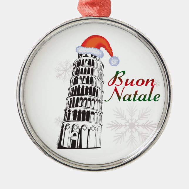 Pisa Buon Natale Santa Hat Metal Tree Decoration (Front)