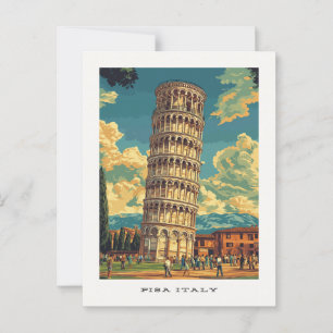 Pisa Italy Leaning Tower Travel Postcard