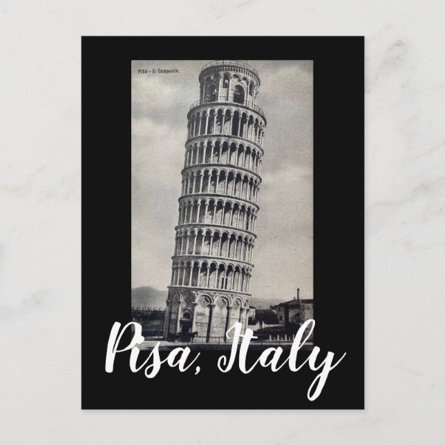 Pisa Italy Postcard, Vintage Italian Black & White Postcard (Front)