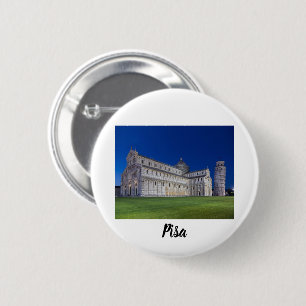 Pisa Leaning Tower Night Panorama Italy Gift 6 Cm Round Badge