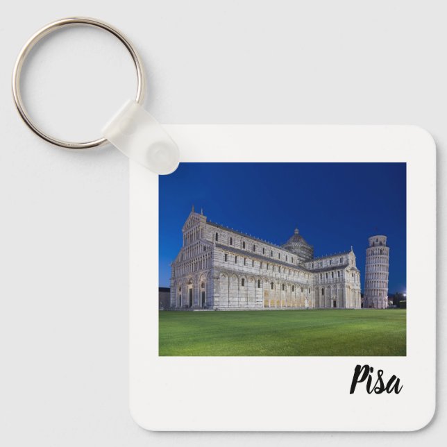 Pisa Leaning Tower Night Panorama Italy Gift Key Ring (Front)