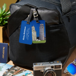 Pisa Leaning Tower Night Panorama Italy Gift Luggage Tag