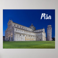 Pisa Leaning Tower Night Panorama Italy Gift