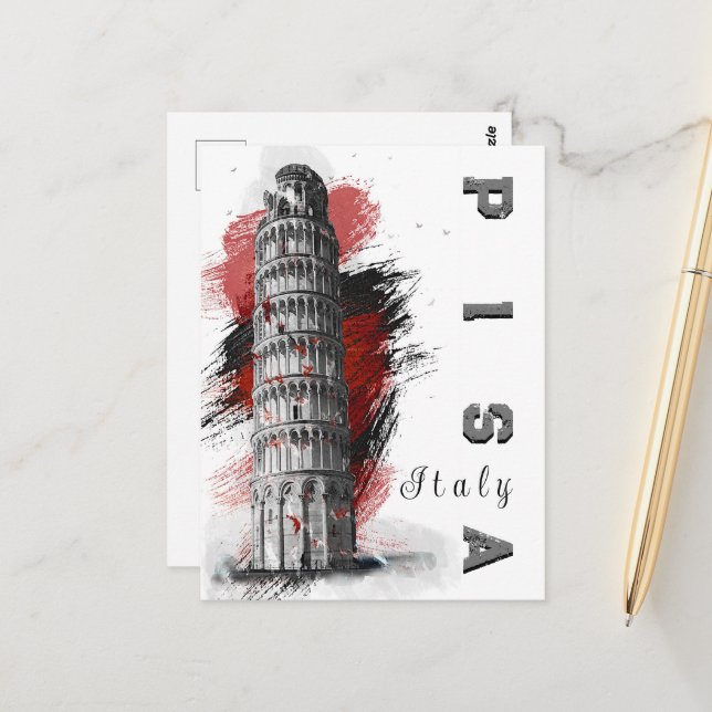Pisa Leaning Tower Souvenir   Postcard (Front/Back In Situ)
