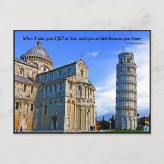 Pisa The Leaning Tower with Love Quote Postcard