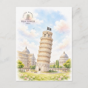 Pisa Tower, Italy   Architecture Landscape Postcard