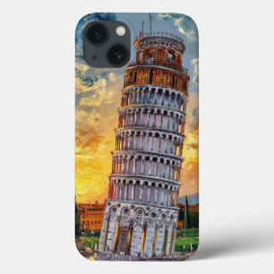 Pisa Tower: Sunset Impressionist Oil Art iPhone 13 Case