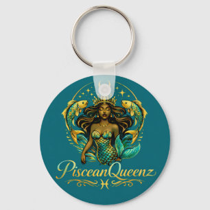 Piscean Queen Teal Shower Curtain Key Ring