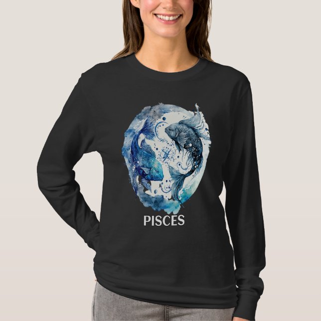 Pisces 2 Fishes Zodiac Sign Astrological Water Nep T-Shirt (Front)
