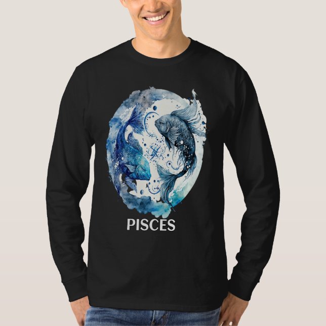 Pisces 2 Fishes Zodiac Sign Astrological Water Nep T-Shirt (Front)