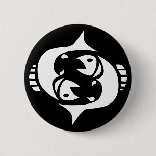 pisces 6 cm round badge