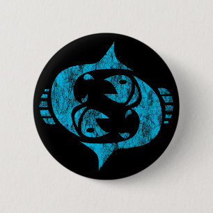 pisces 6 cm round badge