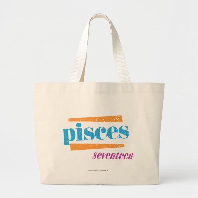 Pisces Aqua Large Tote Bag (Front)