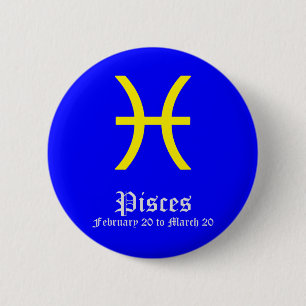 PISCES ASTROLOGIC SIGN, SYMBOL ZODIAC 6 CM ROUND BADGE