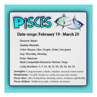 Pisces Astrological Horoscope  Zodiac Sign Poster