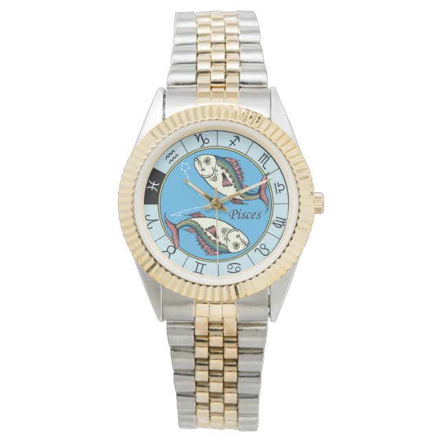 pisces astrological zodiac sign watch (Front)