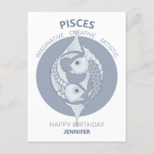 Pisces Astrology Art Nouveau CC0026 Happy Birthday