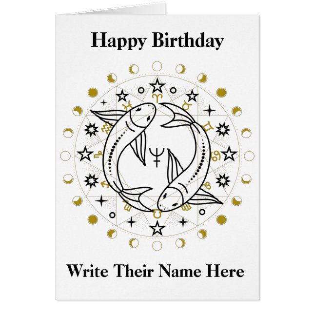 Pisces Astrology Birthday Card Feb 19-March 20 (Front)